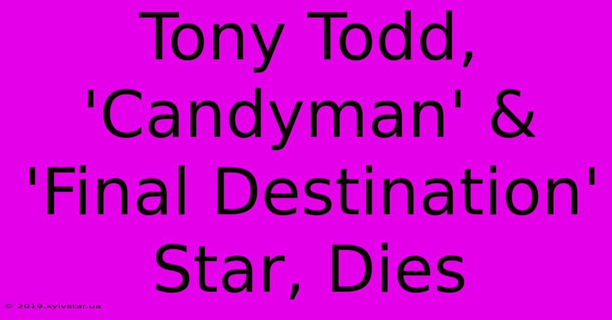 Tony Todd, 'Candyman' & 'Final Destination' Star, Dies 