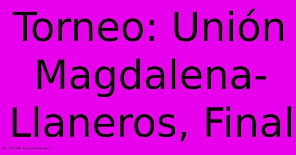 Torneo: Unión Magdalena-Llaneros, Final