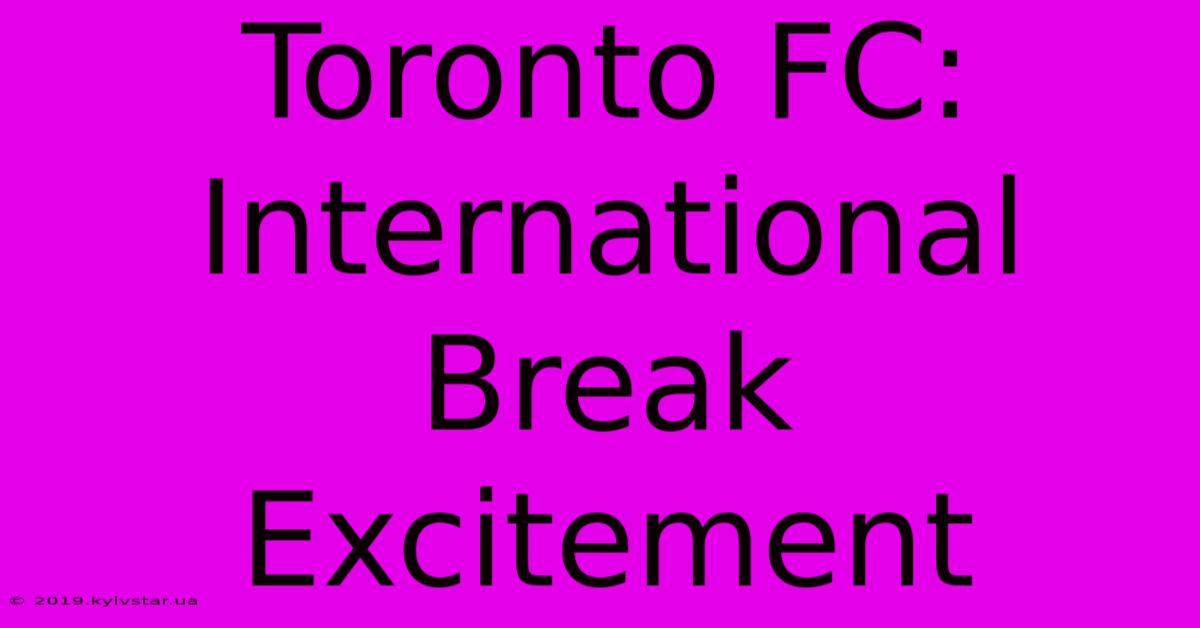 Toronto FC: International Break Excitement