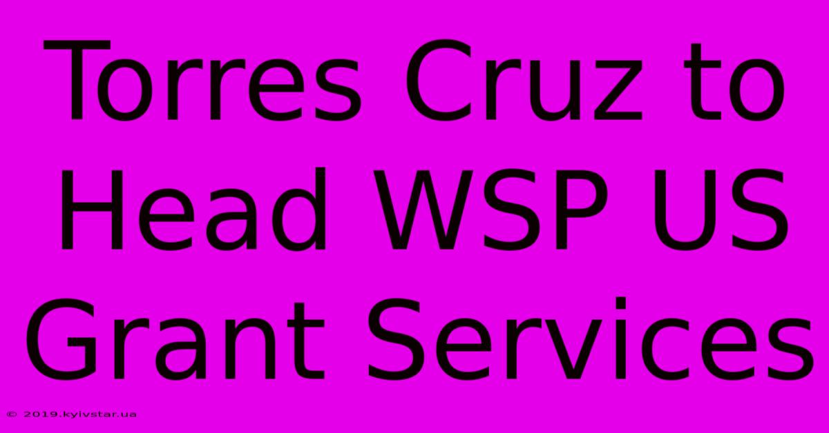 Torres Cruz To Head WSP US Grant Services