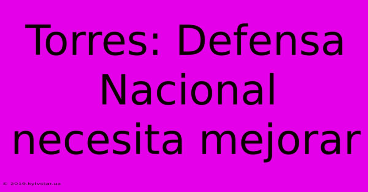 Torres: Defensa Nacional Necesita Mejorar