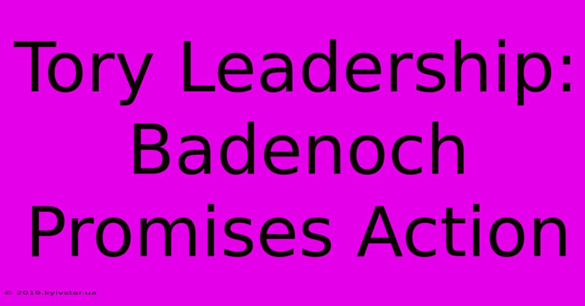 Tory Leadership: Badenoch Promises Action 