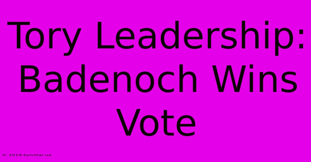 Tory Leadership: Badenoch Wins Vote