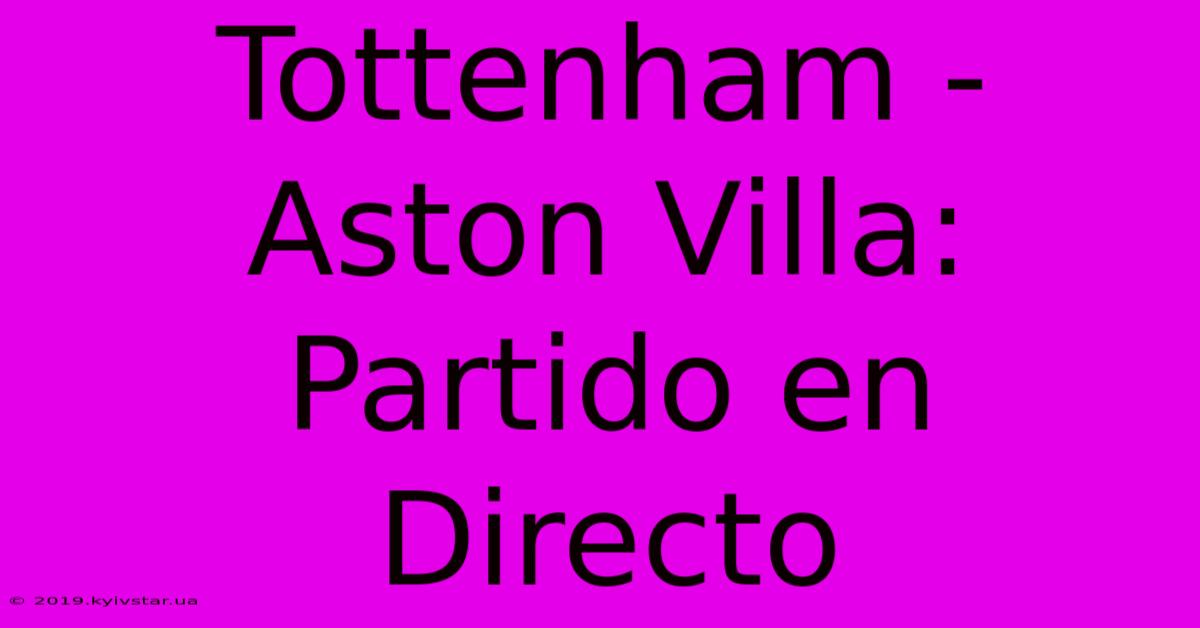 Tottenham - Aston Villa: Partido En Directo