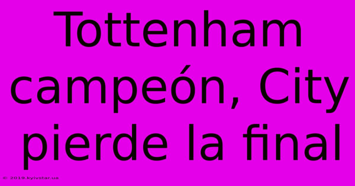 Tottenham Campeón, City Pierde La Final 