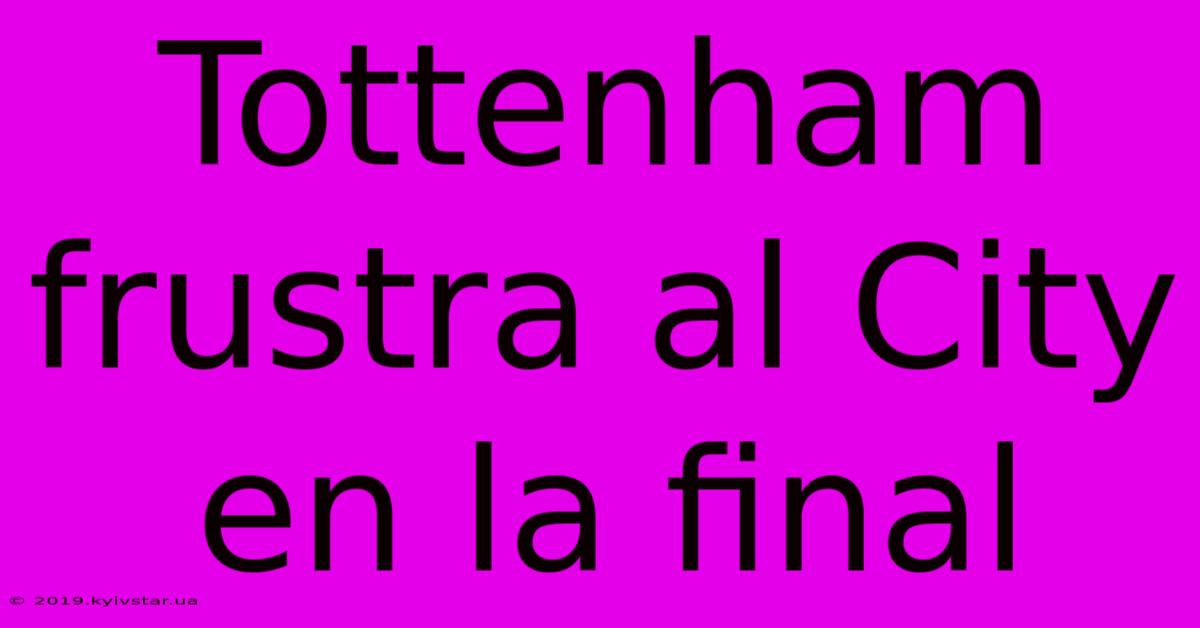 Tottenham Frustra Al City En La Final