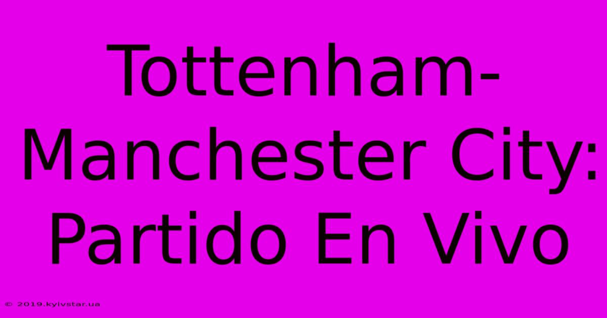 Tottenham-Manchester City: Partido En Vivo