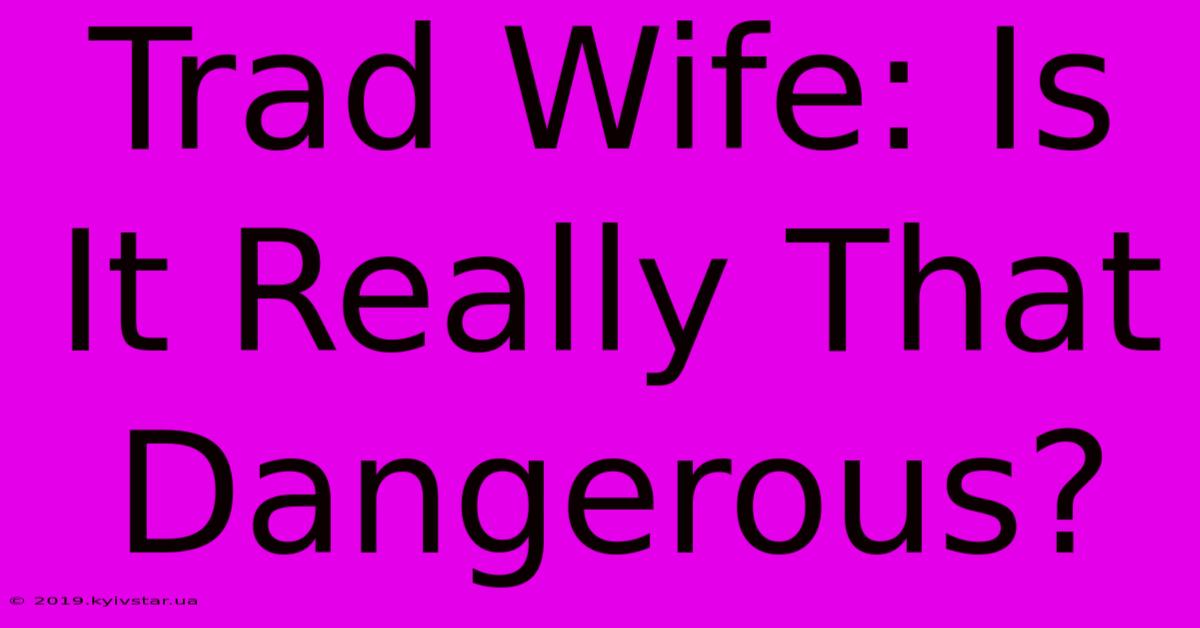 Trad Wife: Is It Really That Dangerous? 