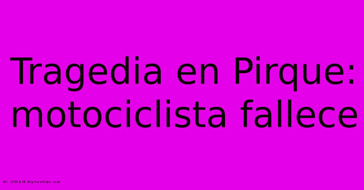 Tragedia En Pirque: Motociclista Fallece