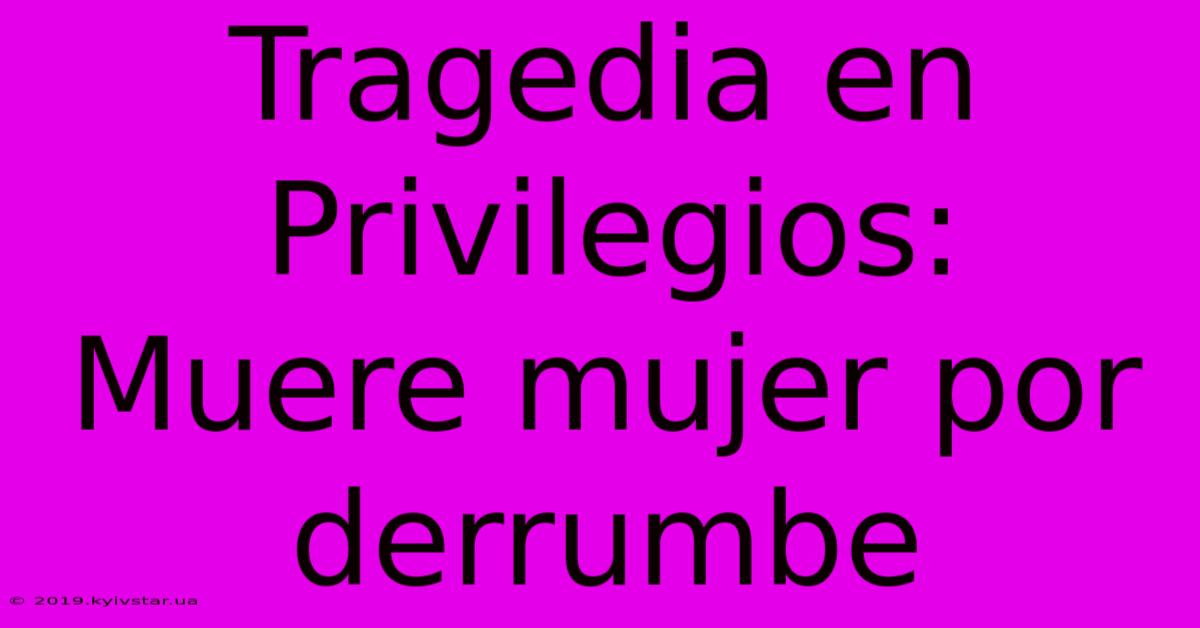 Tragedia En Privilegios:  Muere Mujer Por Derrumbe