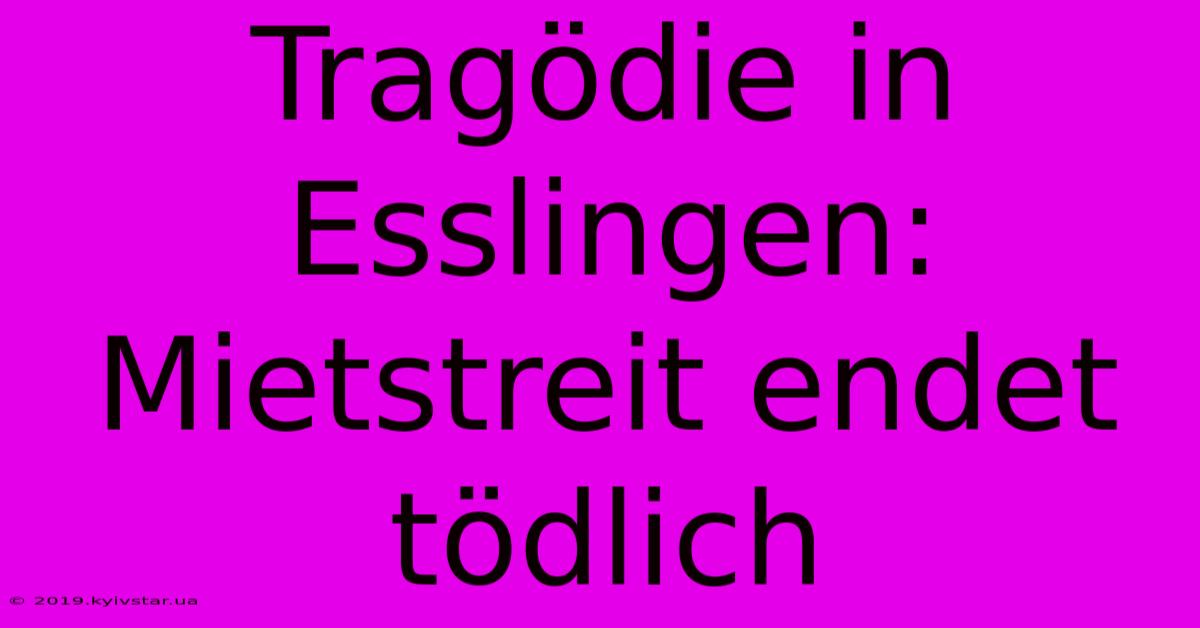 Tragödie In Esslingen: Mietstreit Endet Tödlich