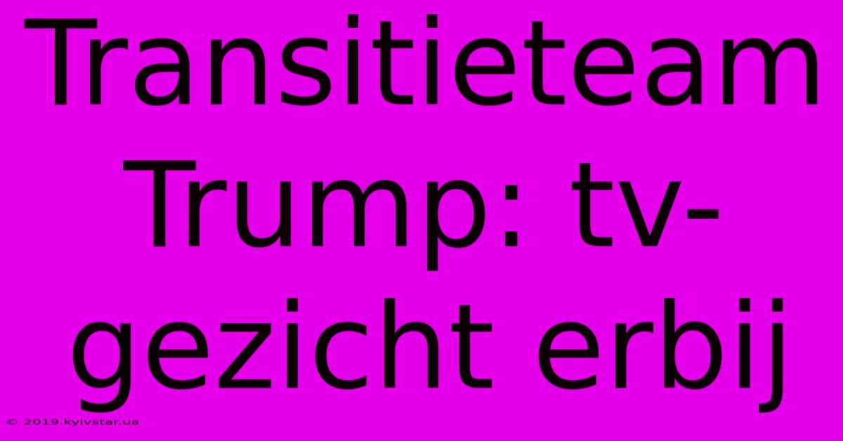 Transitieteam Trump: Tv-gezicht Erbij