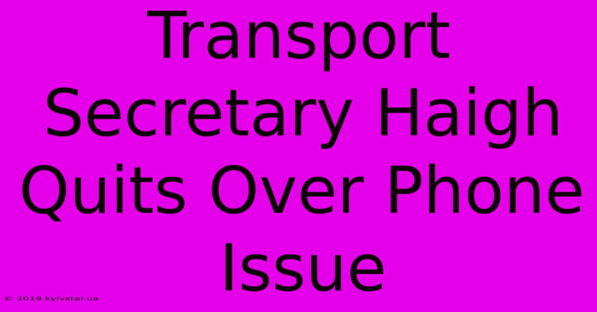 Transport Secretary Haigh Quits Over Phone Issue