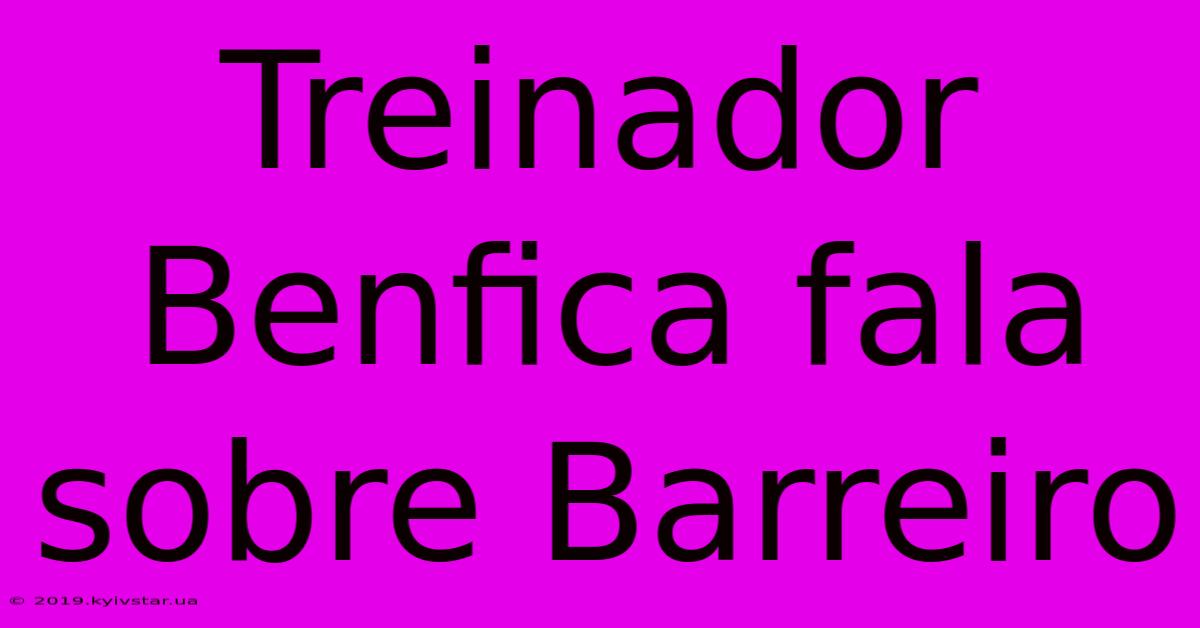 Treinador Benfica Fala Sobre Barreiro