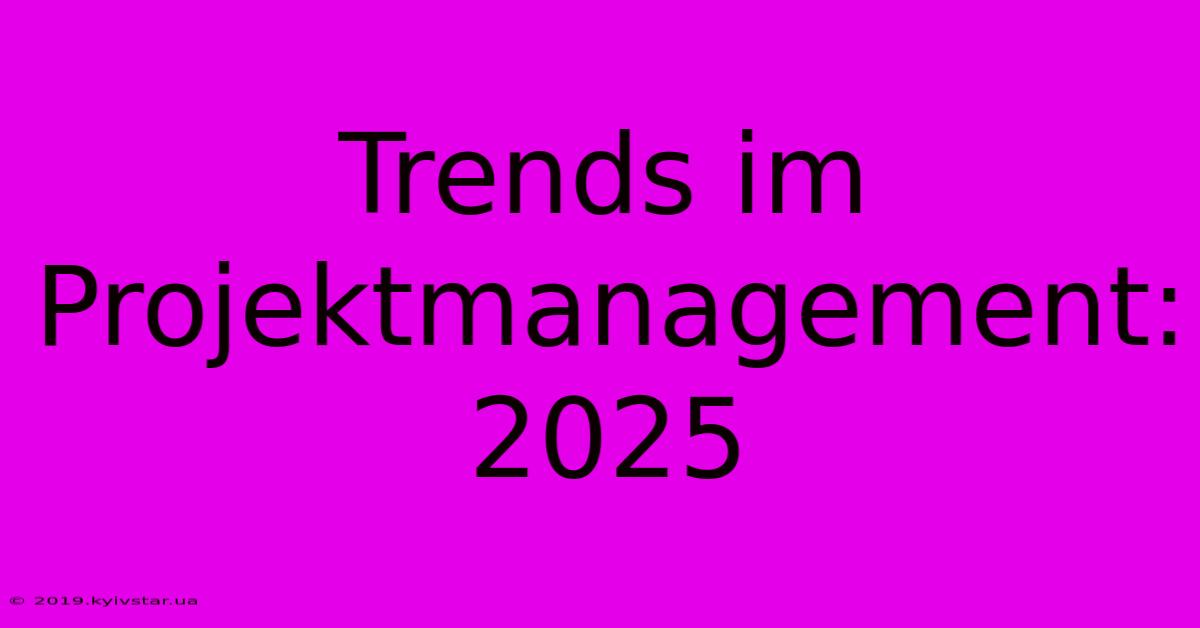 Trends Im Projektmanagement: 2025