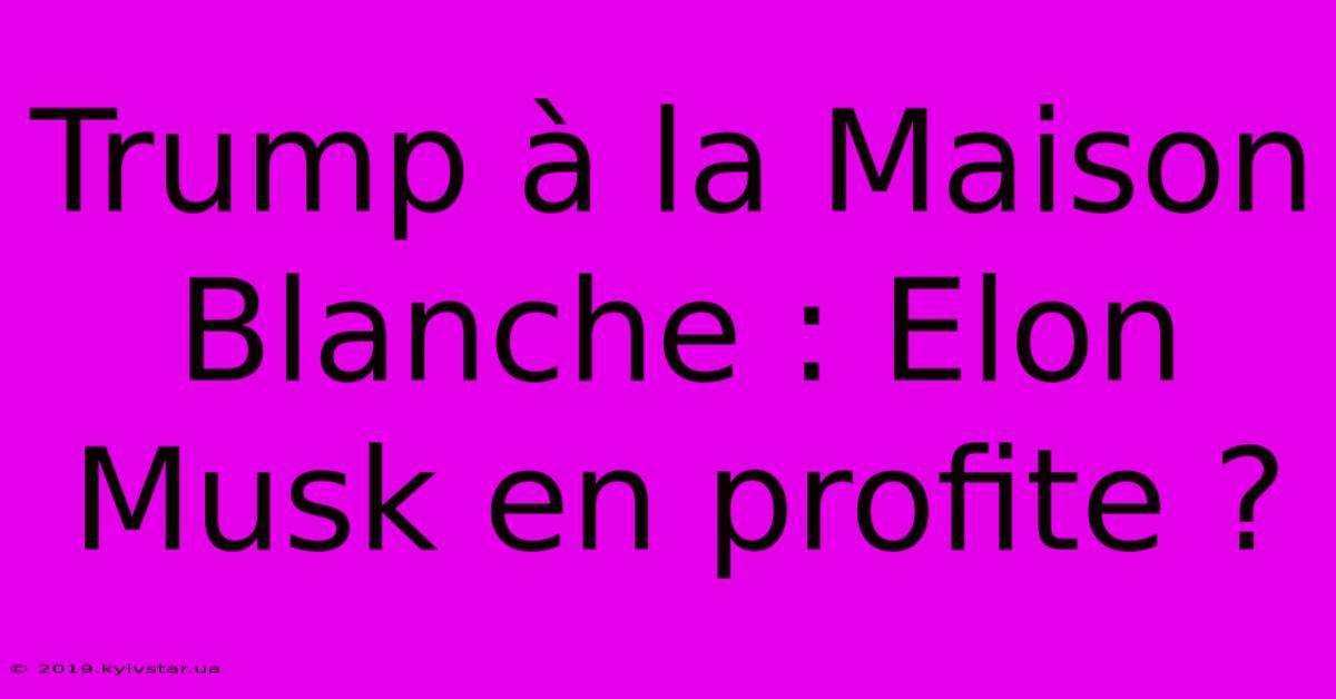 Trump À La Maison Blanche : Elon Musk En Profite ? 