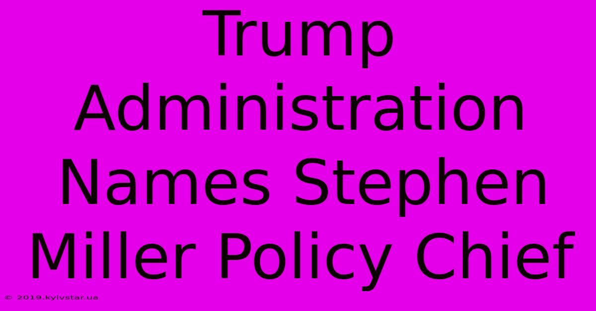 Trump Administration Names Stephen Miller Policy Chief