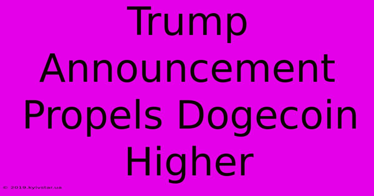 Trump Announcement Propels Dogecoin Higher 