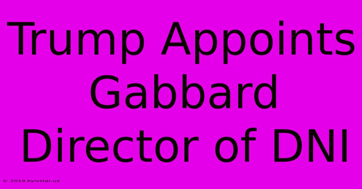 Trump Appoints Gabbard Director Of DNI 