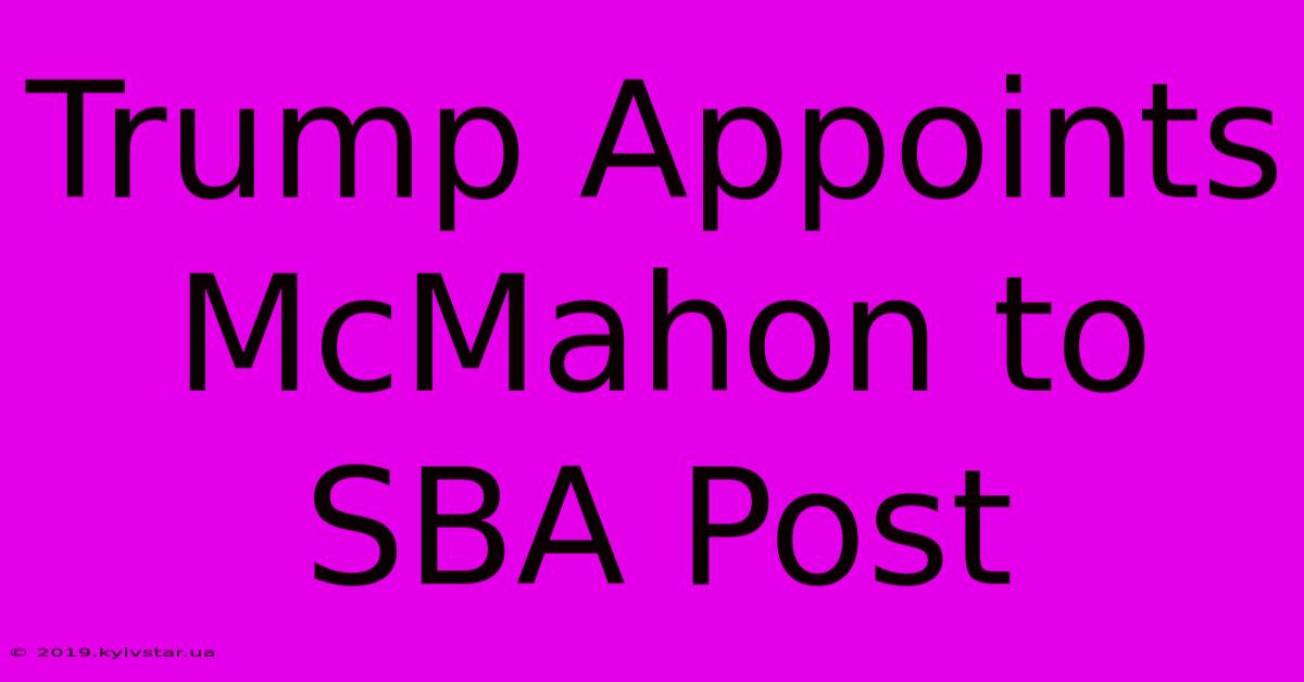 Trump Appoints McMahon To SBA Post