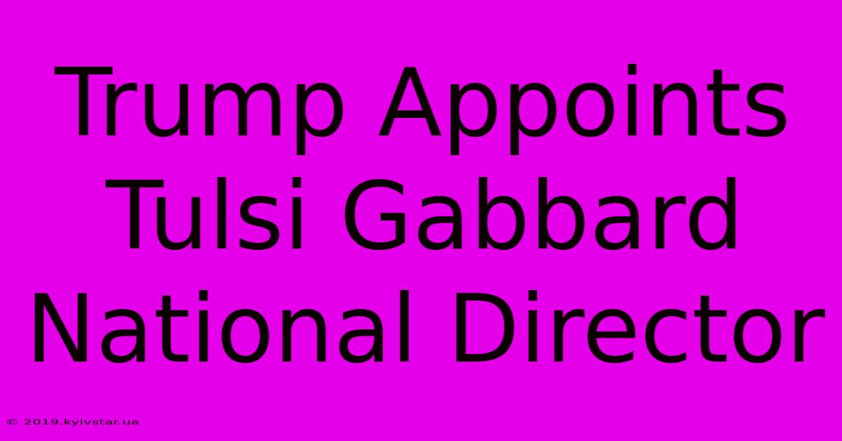 Trump Appoints Tulsi Gabbard National Director