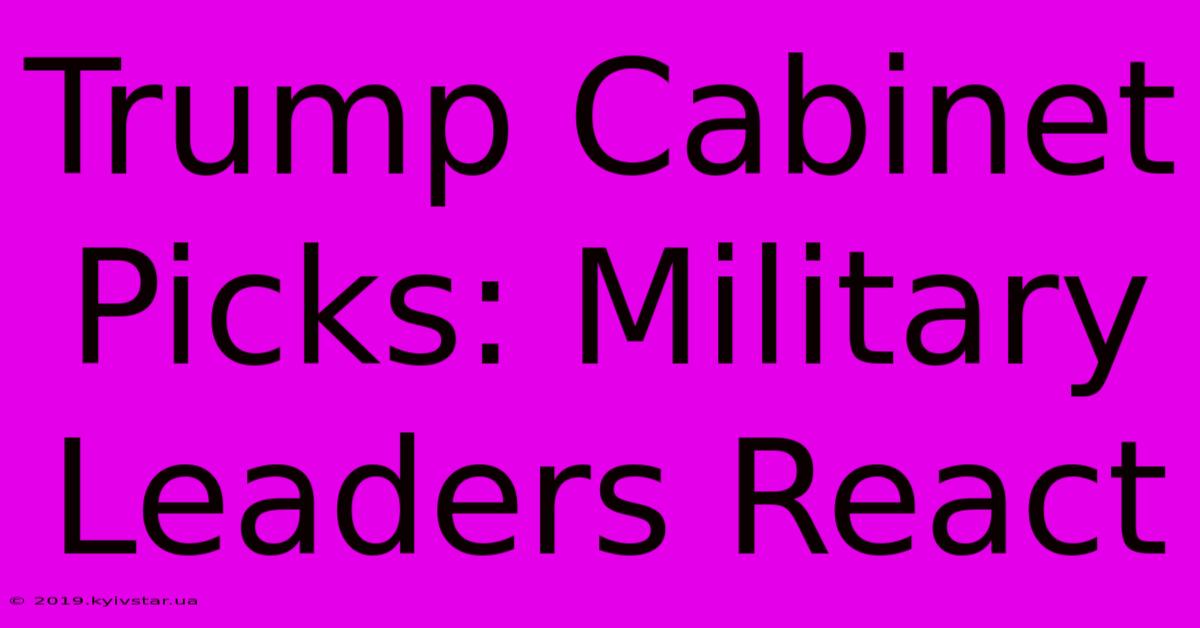 Trump Cabinet Picks: Military Leaders React