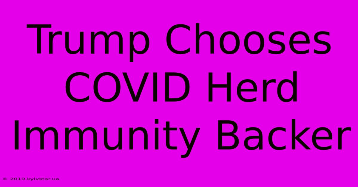 Trump Chooses COVID Herd Immunity Backer