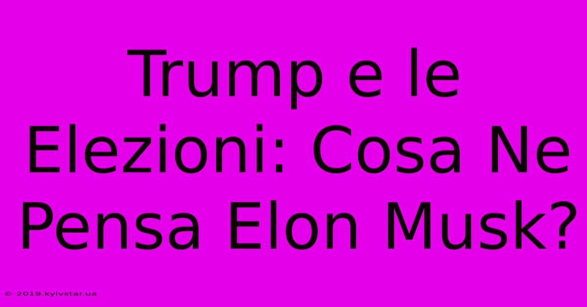 Trump E Le Elezioni: Cosa Ne Pensa Elon Musk?