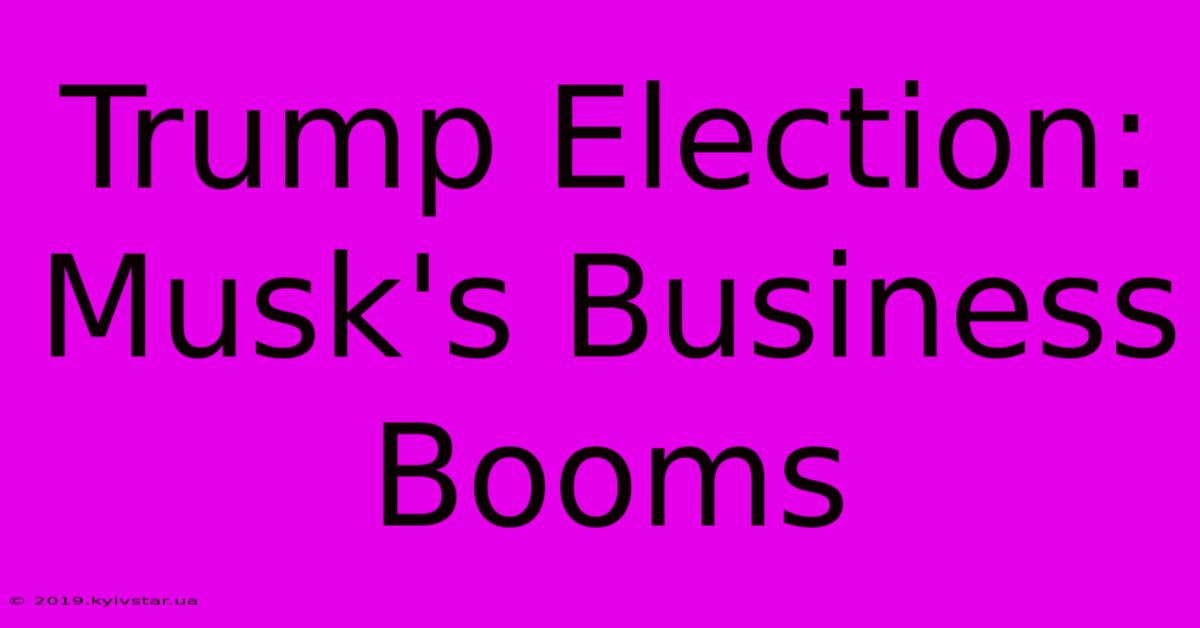 Trump Election: Musk's Business Booms 