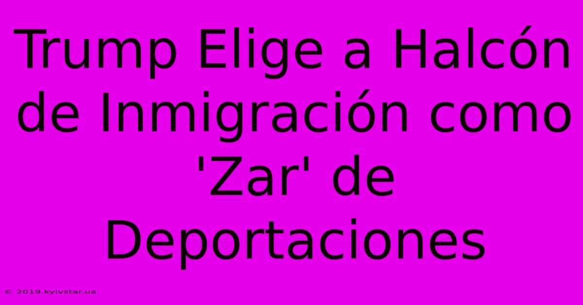 Trump Elige A Halcón De Inmigración Como 'Zar' De Deportaciones