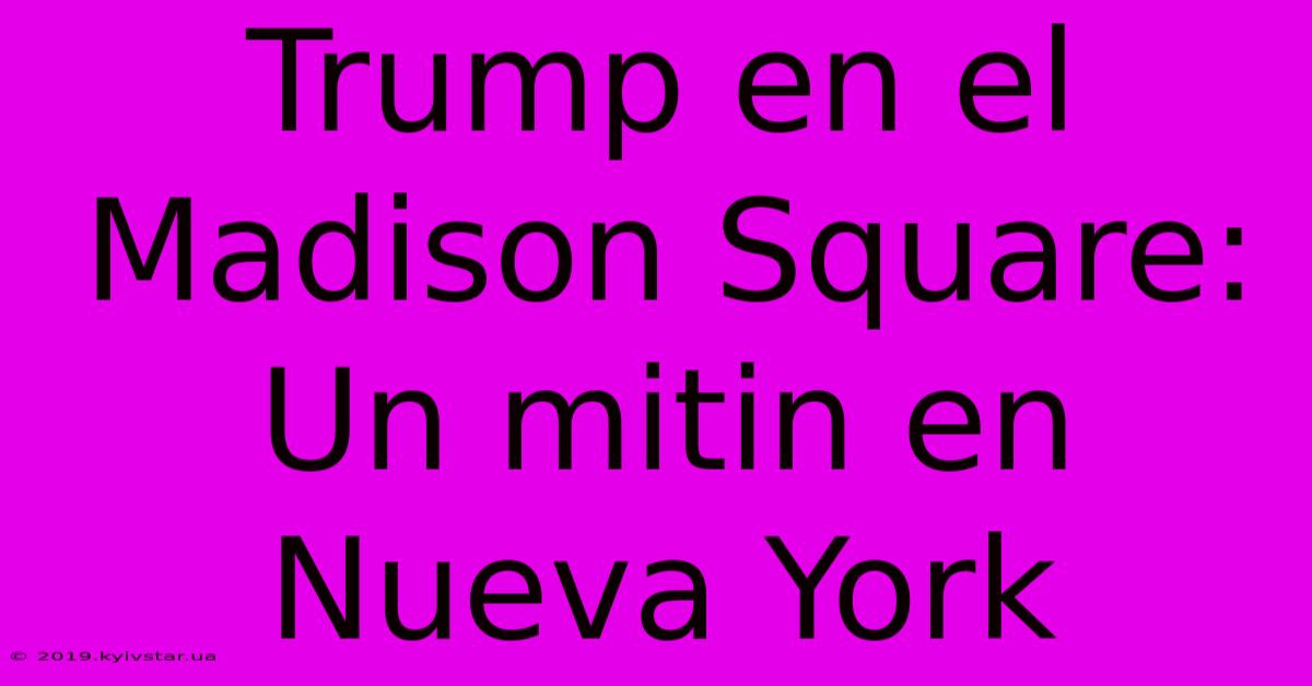 Trump En El Madison Square: Un Mitin En Nueva York