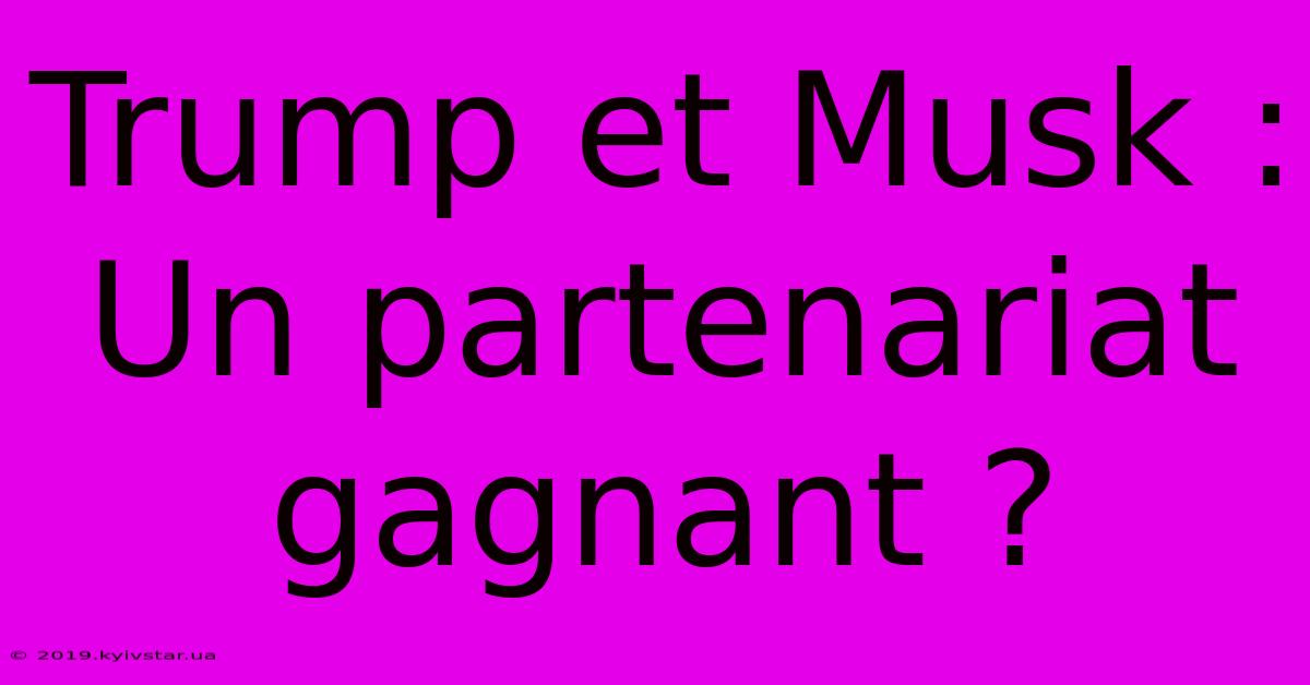 Trump Et Musk : Un Partenariat Gagnant ?