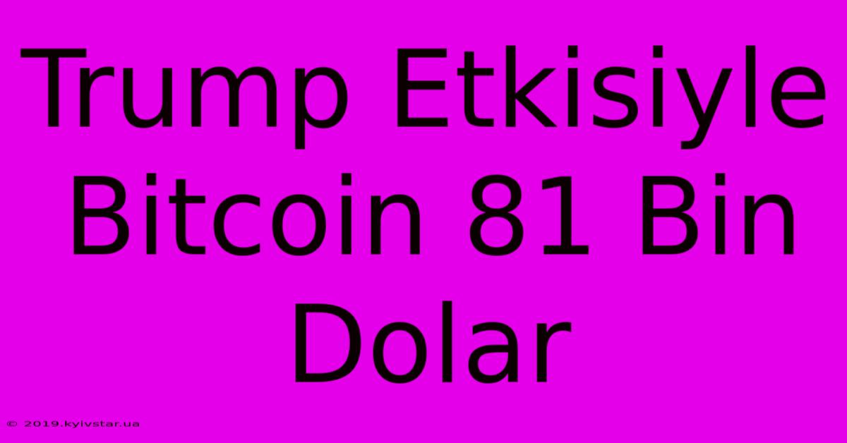 Trump Etkisiyle Bitcoin 81 Bin Dolar