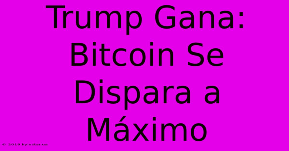 Trump Gana: Bitcoin Se Dispara A Máximo