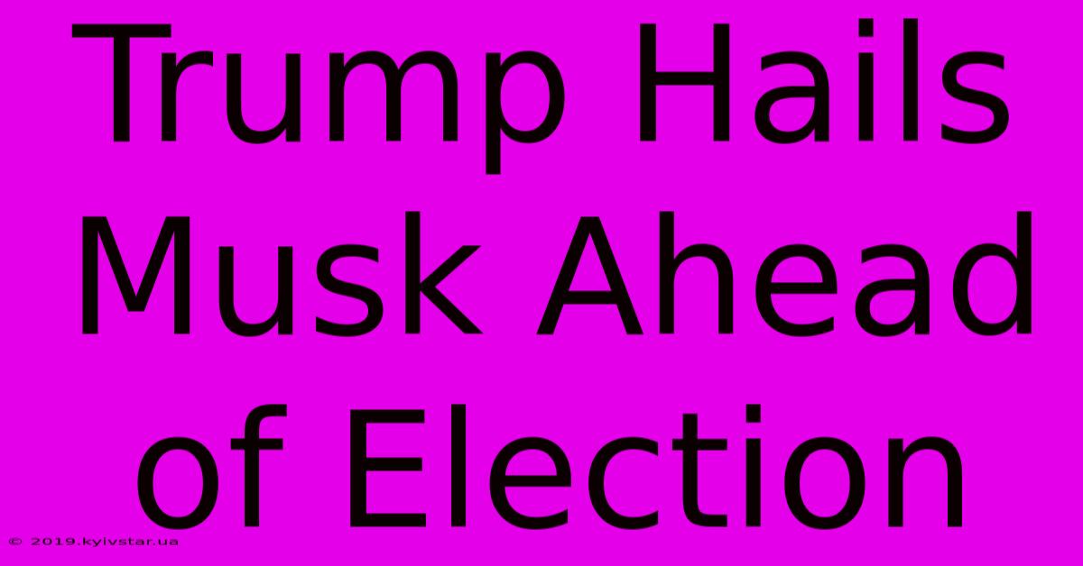 Trump Hails Musk Ahead Of Election