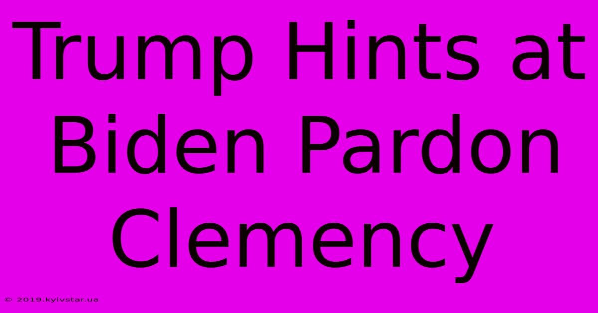 Trump Hints At Biden Pardon Clemency