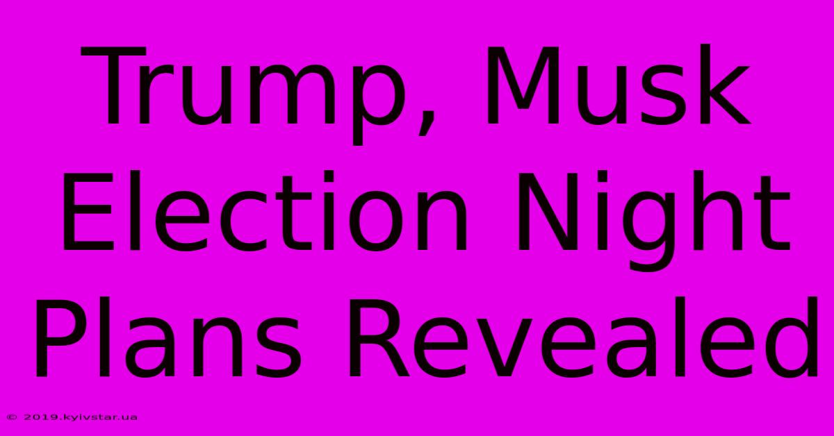 Trump, Musk Election Night Plans Revealed