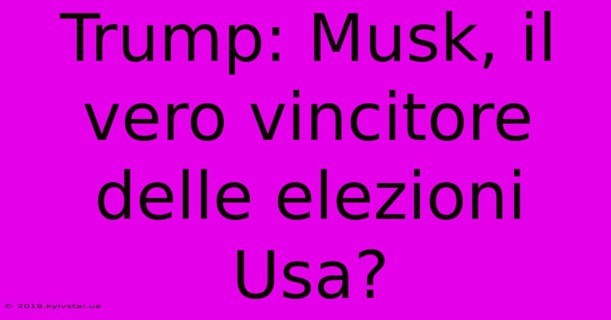 Trump: Musk, Il Vero Vincitore Delle Elezioni Usa?