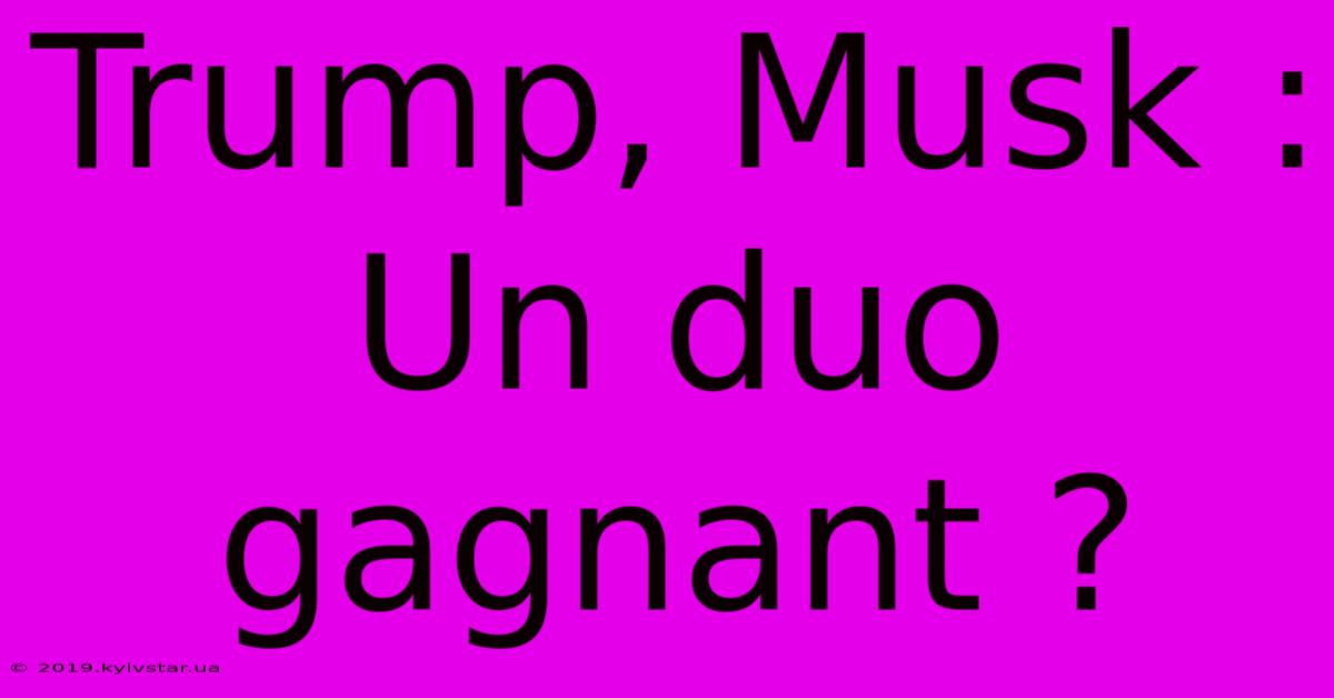 Trump, Musk : Un Duo Gagnant ?