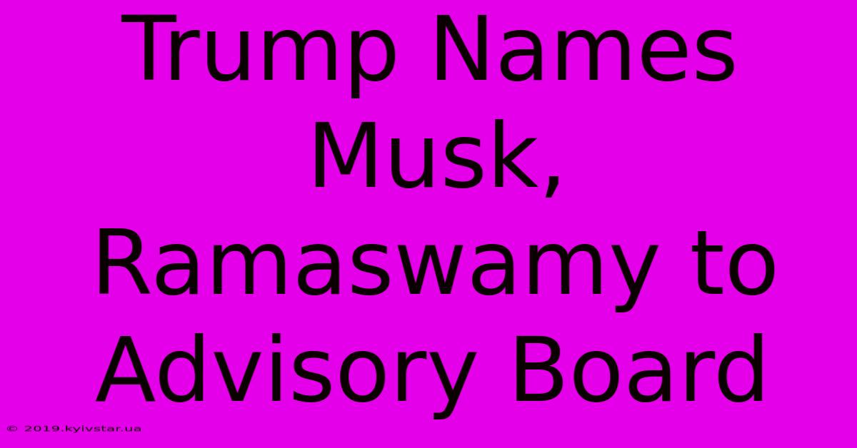 Trump Names Musk, Ramaswamy To Advisory Board