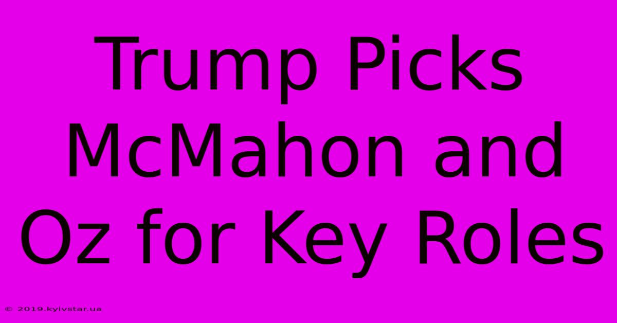 Trump Picks McMahon And Oz For Key Roles