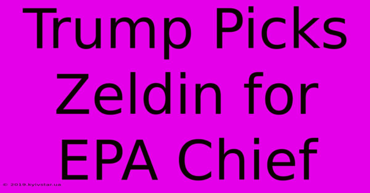 Trump Picks Zeldin For EPA Chief