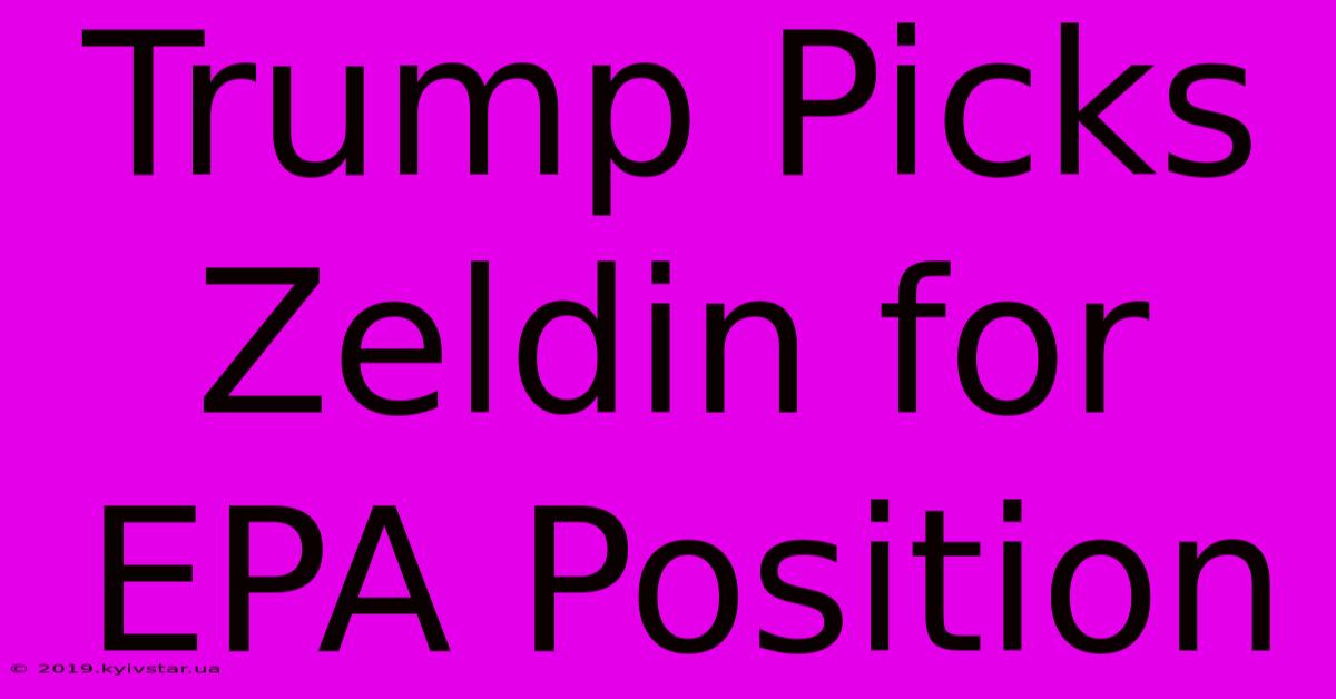 Trump Picks Zeldin For EPA Position 