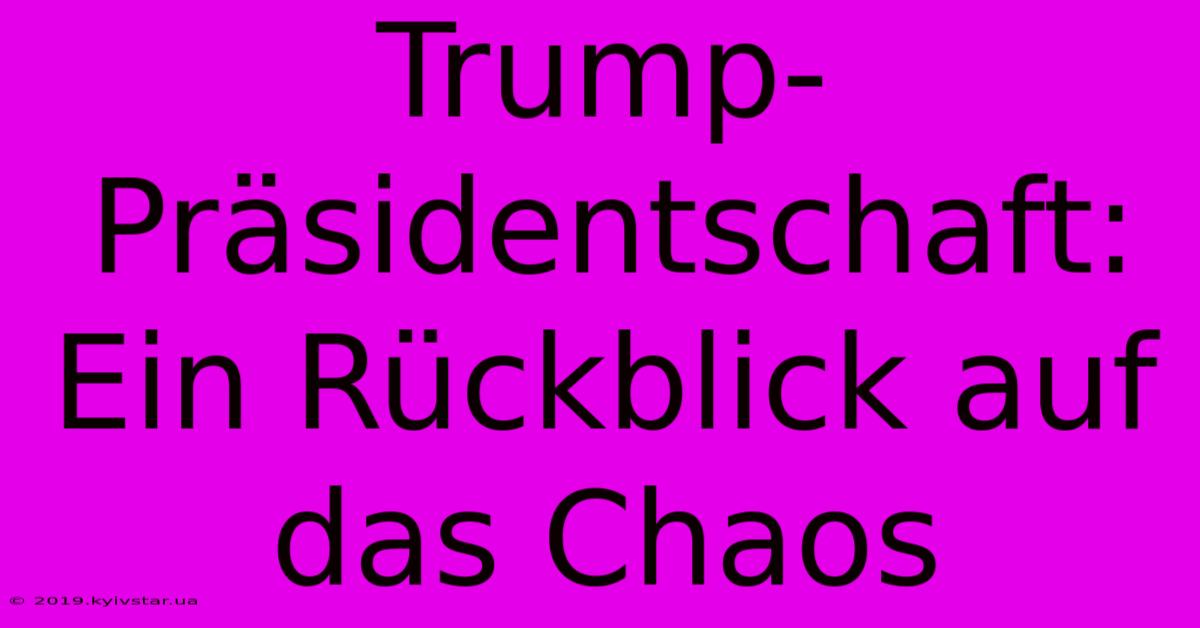 Trump-Präsidentschaft: Ein Rückblick Auf Das Chaos 