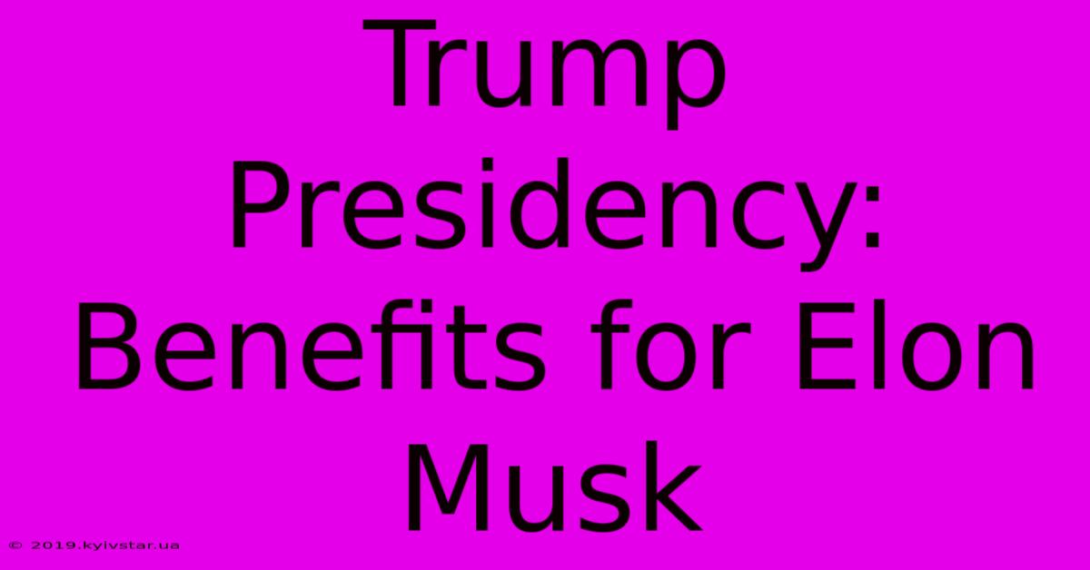 Trump Presidency: Benefits For Elon Musk