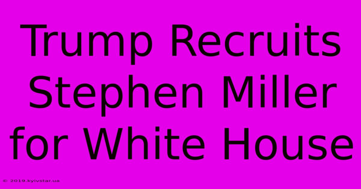 Trump Recruits Stephen Miller For White House