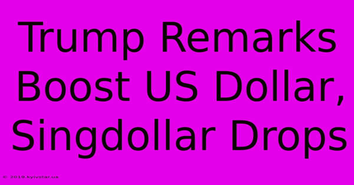 Trump Remarks Boost US Dollar, Singdollar Drops 