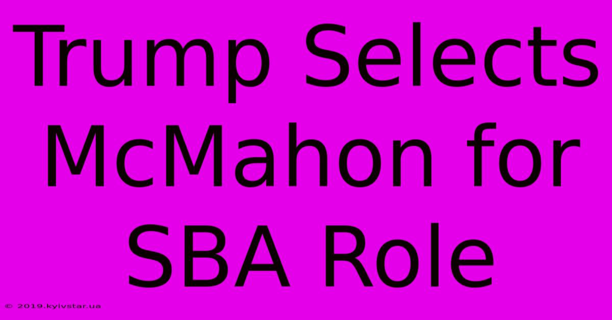 Trump Selects McMahon For SBA Role