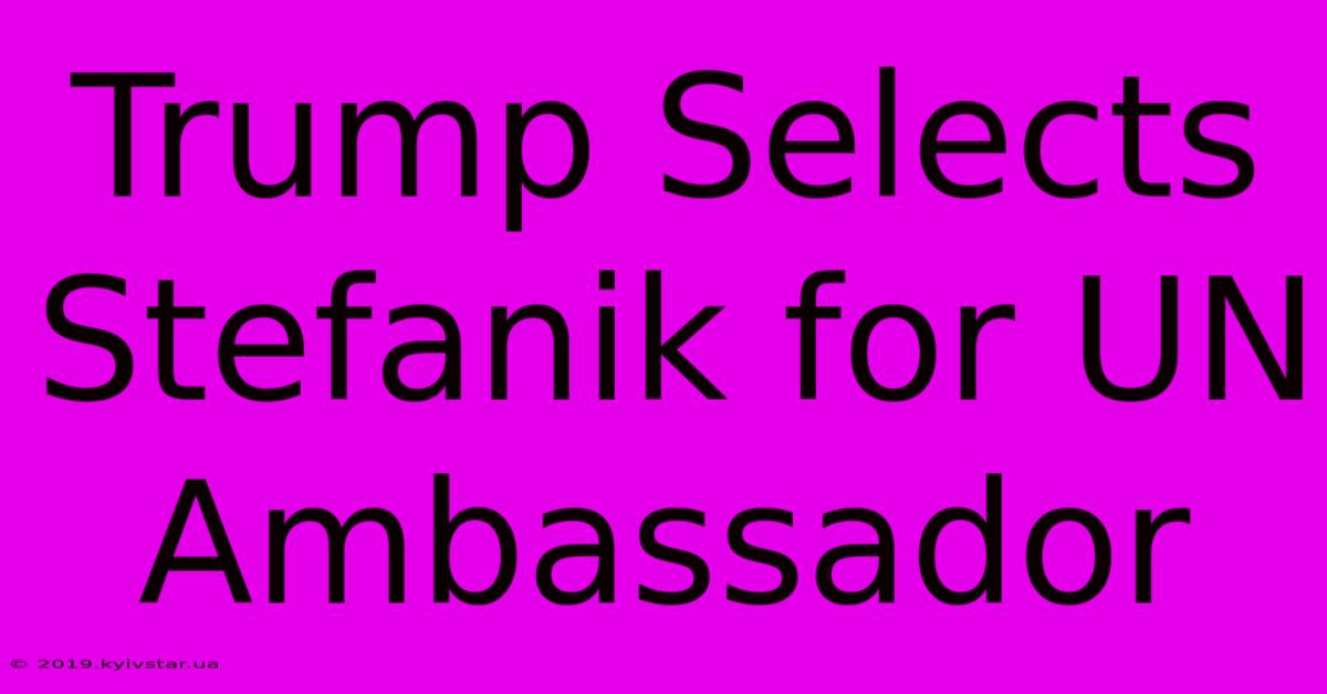 Trump Selects Stefanik For UN Ambassador 