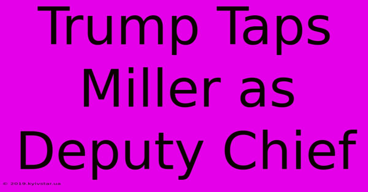 Trump Taps Miller As Deputy Chief